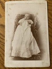 Post Mortem Baby In Baptismal Gown, 1890 s Cabinet Card Photo, Eyes Open-staring