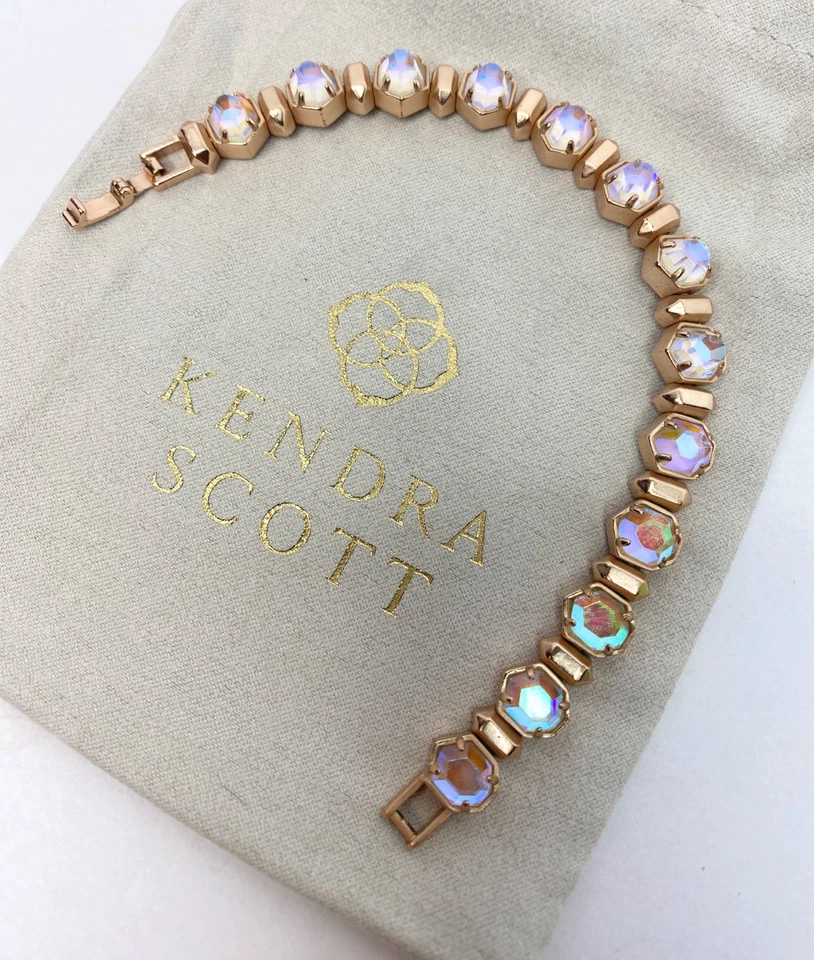 Kendra Scott TARA Link Bracelet In Iridescent Illusion Clear Glass Rose Gold - Image 2 of 4