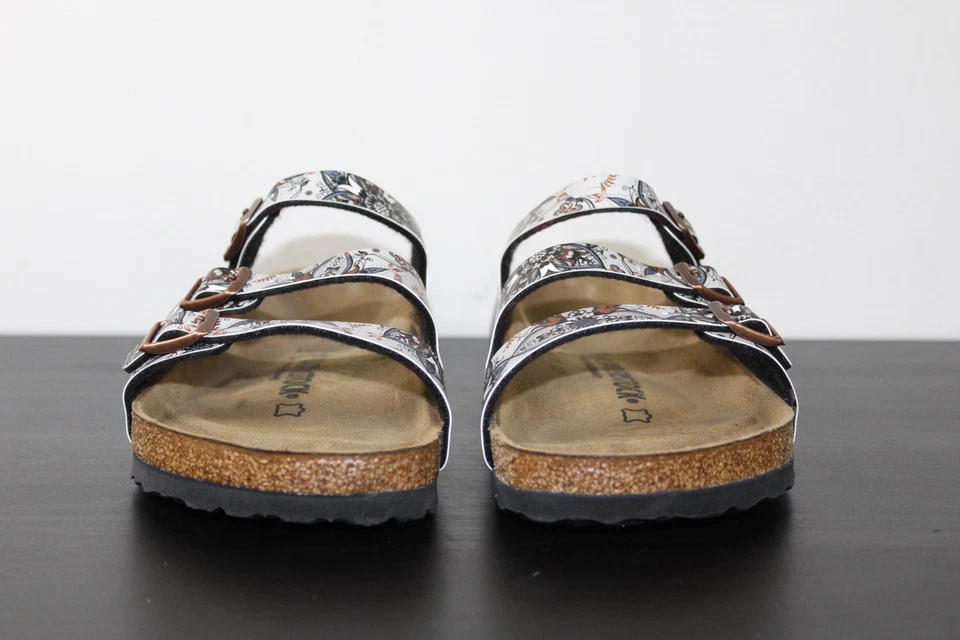 Birkenstock Women’s Size 7 Narrow Florida Fresh Boho Flowers Gray Slides - Image 3 of 4