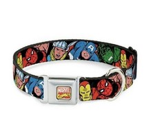 Marvel Comics 5 Marvel Characters Seatbelt Collar 1  wide Large 15  -26  