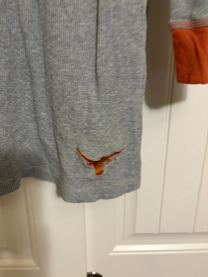 Texas Longhorns Shirt Women's Large Gray Waffle Knit Burnt Orange Trim Touch Tag - Image 2 of 3