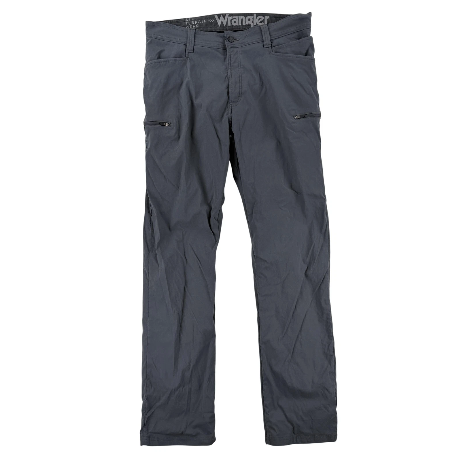 Wrangler ATG Pants Mens 36x32 Gray All Terrain Gear Lined Softshell Hiking Rain