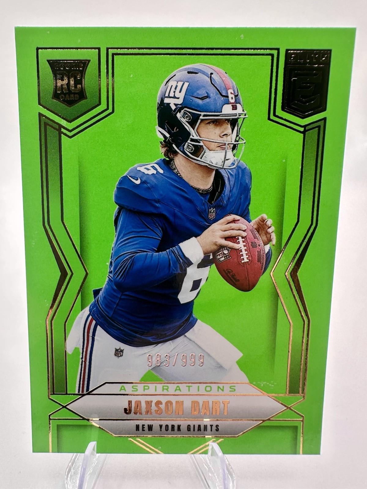 2025 Panini Donruss Elite - Rookies Jaxson Dart #103 Aspirations Lime Green /999