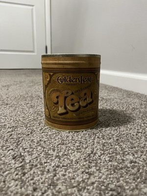Vintage Balloroff Golden Leaf Tea Canister Tin Container Made in USA (NO LID)