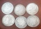 Morgan Silver Dollars Lot of 6 Circulated $1 Coins 0.9 Fineness Various Dates