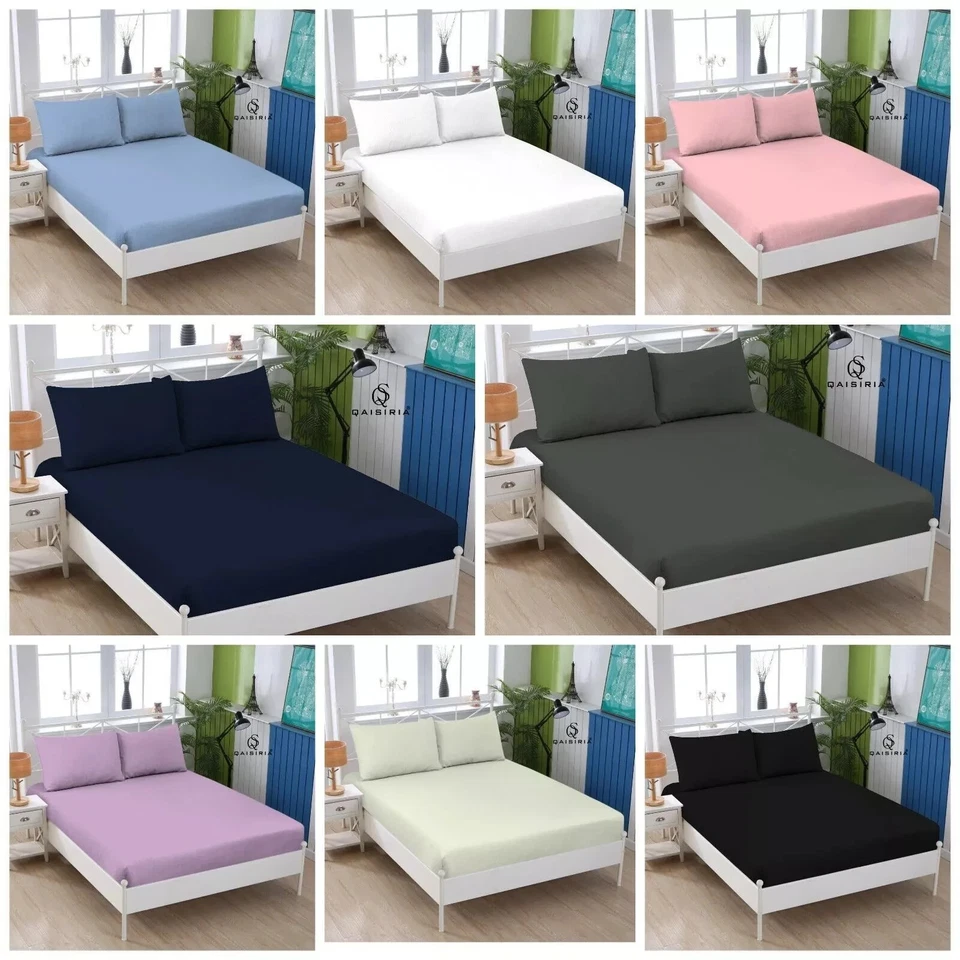 AMIGOZONE, NIGHT ZONE 100% Brushed Cotton Thermal Warm Flan Fitted Sheet 32CM Deep Bedding UK All size