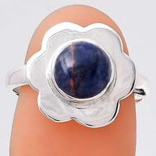 Natural Sodalite 925 Sterling Silver Ring s.7.5 Jewelry R-1087