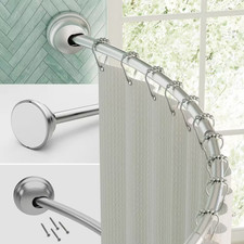 Neverrust Rustproof 40 In. Aluminum Dual Mount Curved Stall Shower Rod in Satin