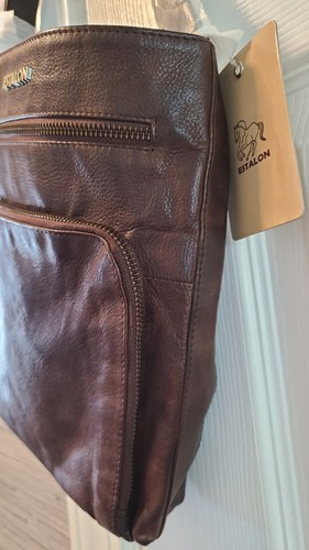 ESTALON Rich Brown Leather - Crossbody Purse Bag- Strap- Zipper-Pockets- NWT - Picture 5 of 23
