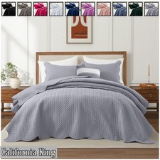 California King Bedspread Quilt Coverlet Bedding Set with Pillow Shams 3 PIECE