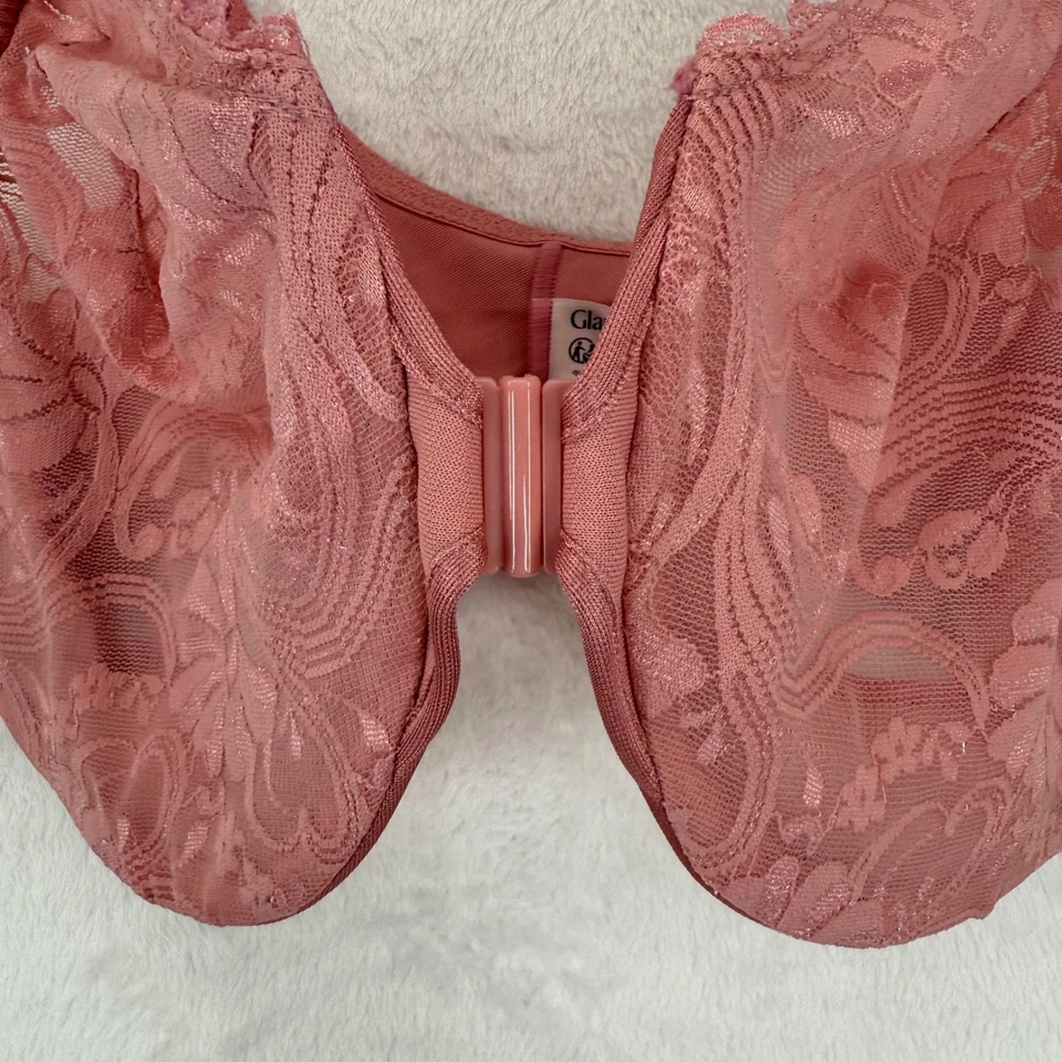 Sutiã Glamorise Fecho Frontal Rosa Renda Sem Fio 36G Novo com etiquetas Feminino - Imagem 2 de 4