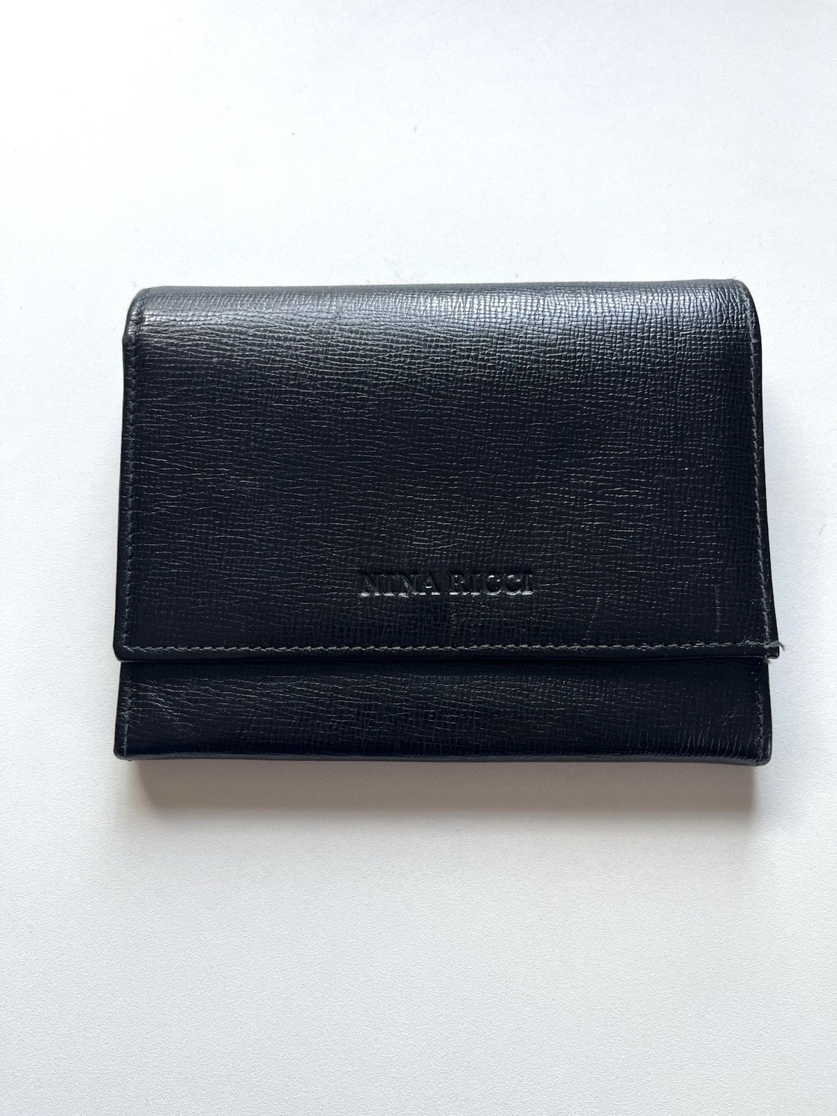 NINA RICCI Black Leather Wallet Compact Bifold