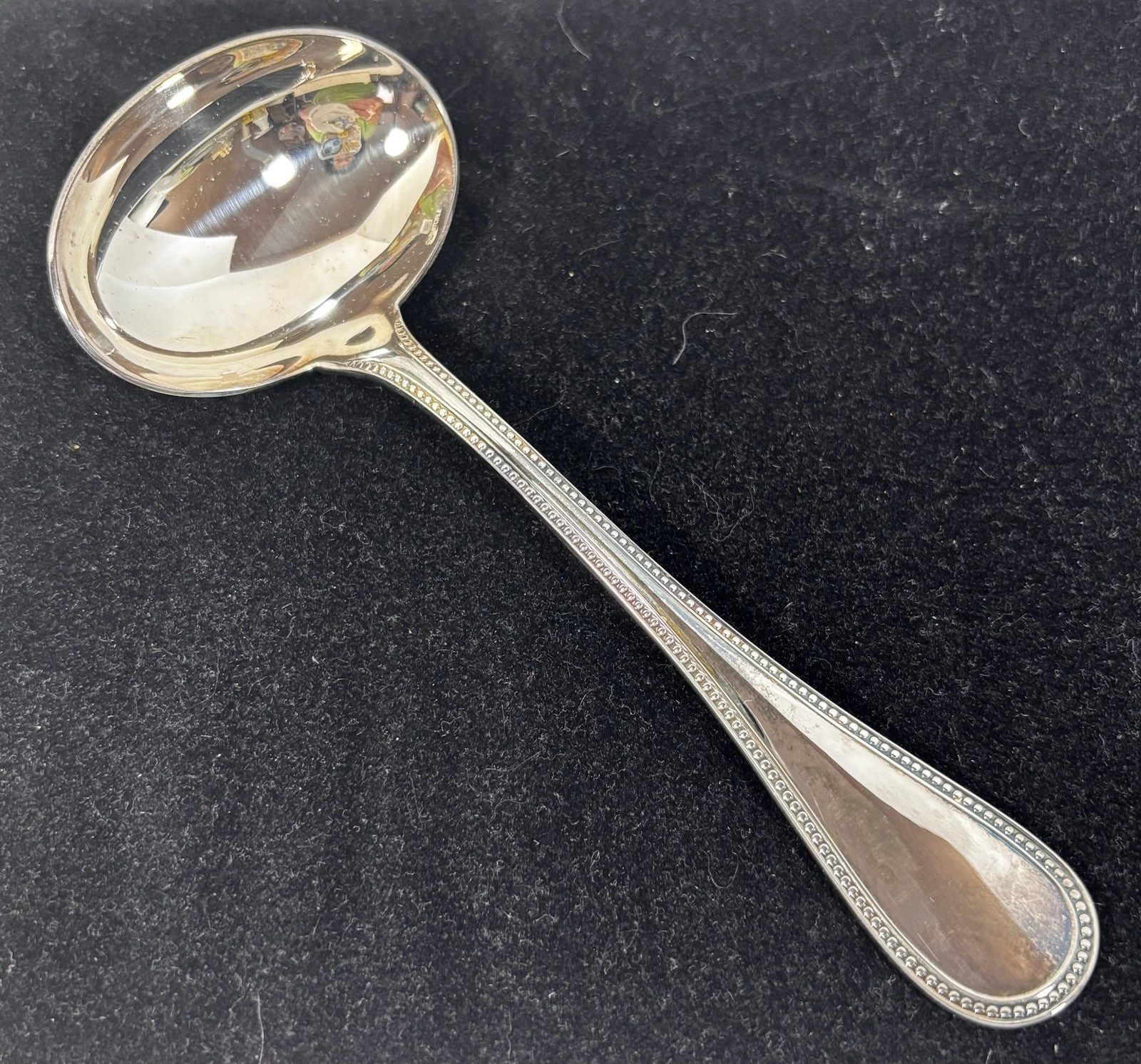 Christofle France Perles Silver-Plated Gravy Ladle Sauce Desserts Custard Spoon