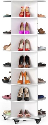 Shoe Rack with Wheels,7 Tier Rotating Organizer Shoe Tower Lazy Susan with Thick
