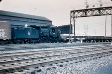 RARE 1950's ORIGINAL SLIDE CNJ CAMEL BACK 4-6-0 STEAM #763 MID TRAIN ACTION
