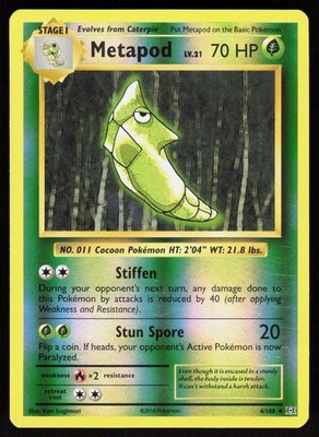 Metapod 4/108 Uncommon Evolutions Pokemon Reverse Holo Lightly Played