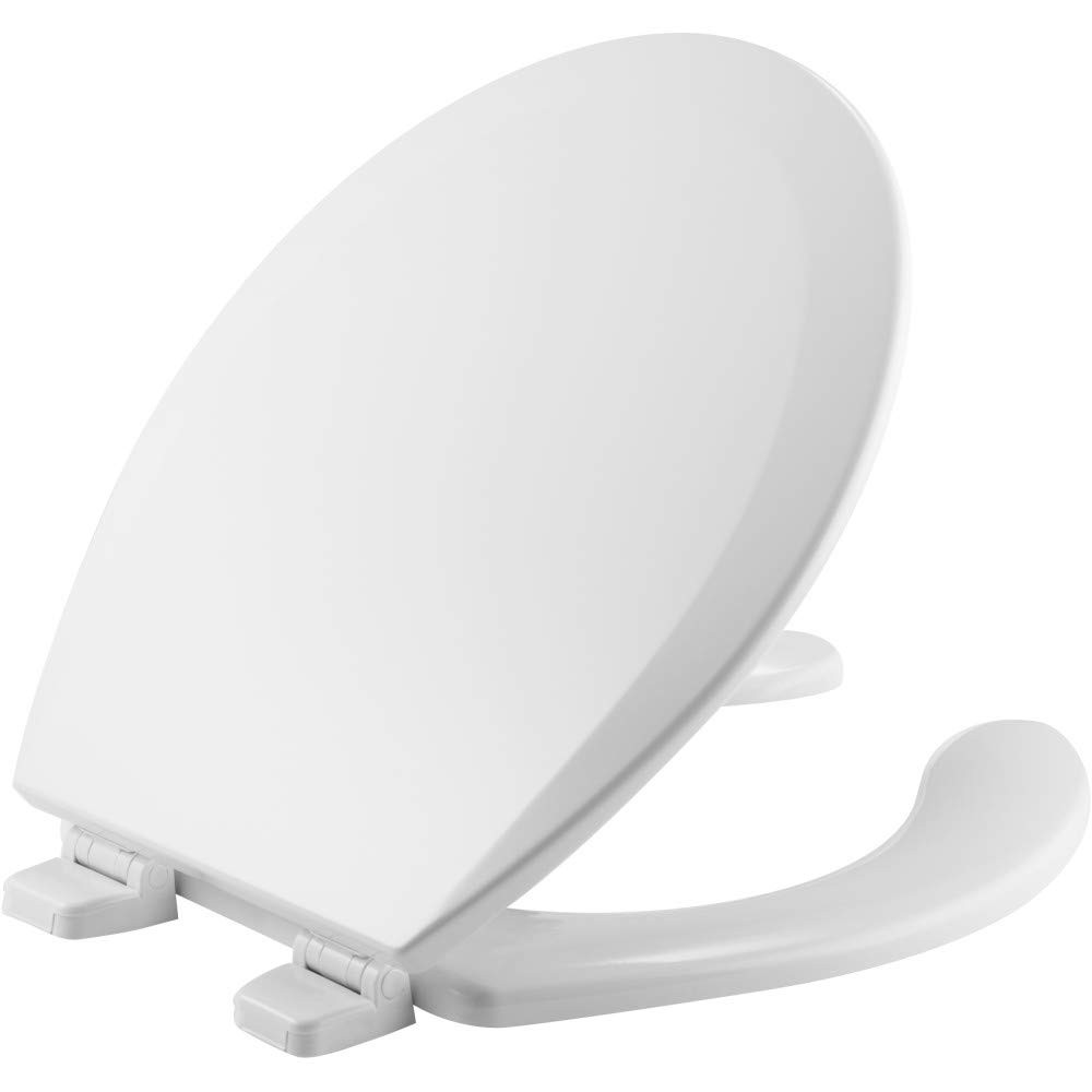 Bemis 550TTT Open Front Durable Wood Toilet Seat, Secure Hin