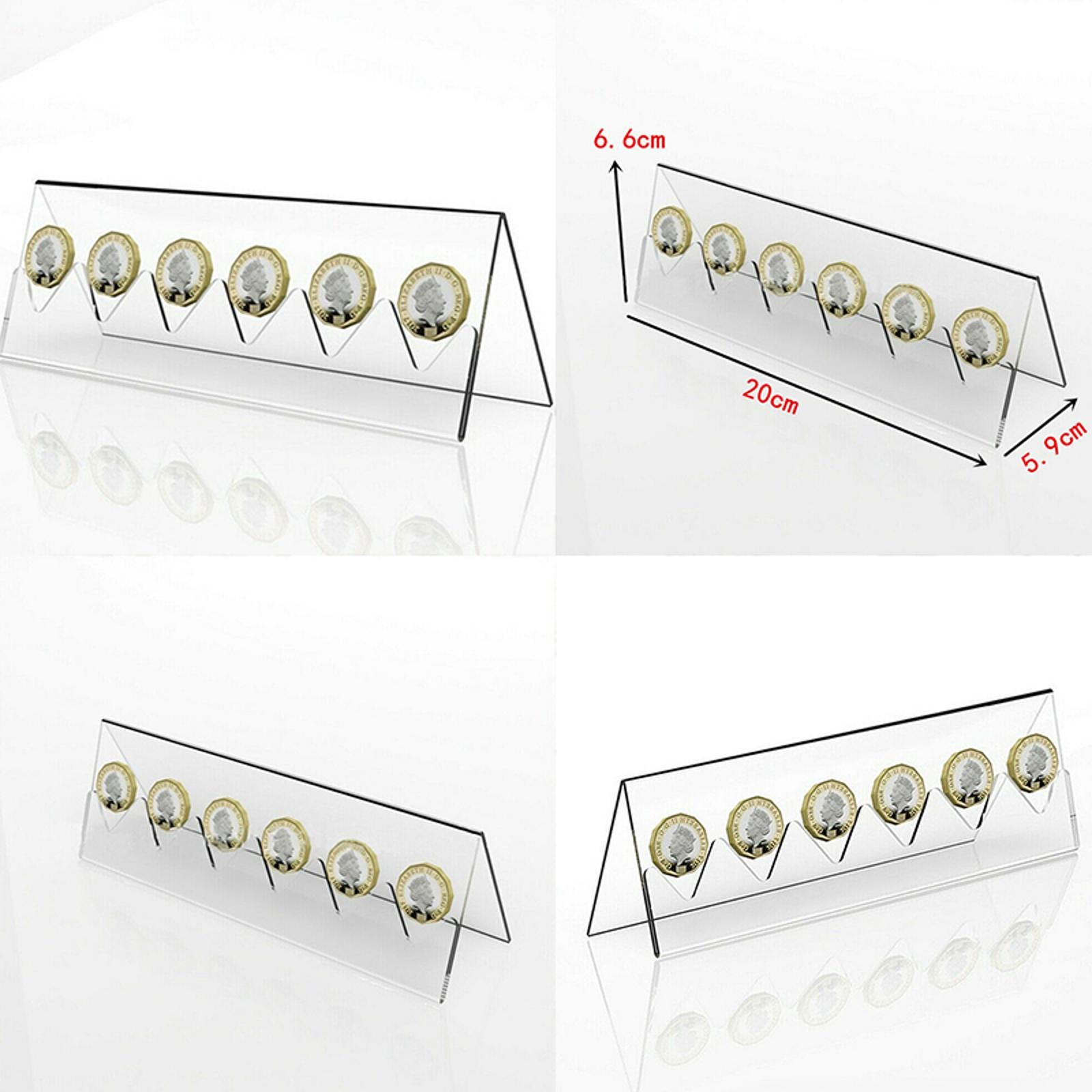 Acrylic 6 Slot Coin Display Stand Holder Rack Case Collectible Coins Organizer