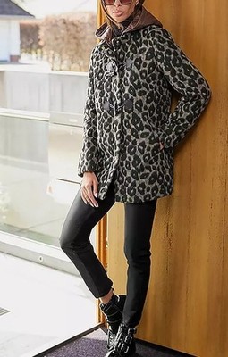 Heine Animal Print Duffle Coat in Black Print PLus UK 22 (ccc657)