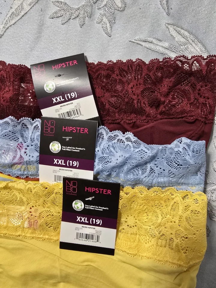 Без границ NOBO микро кружева 3-Pack многоцветный хипстер трусики размер XXL 19 новый с Ярлыками - Изображение 2 из 4