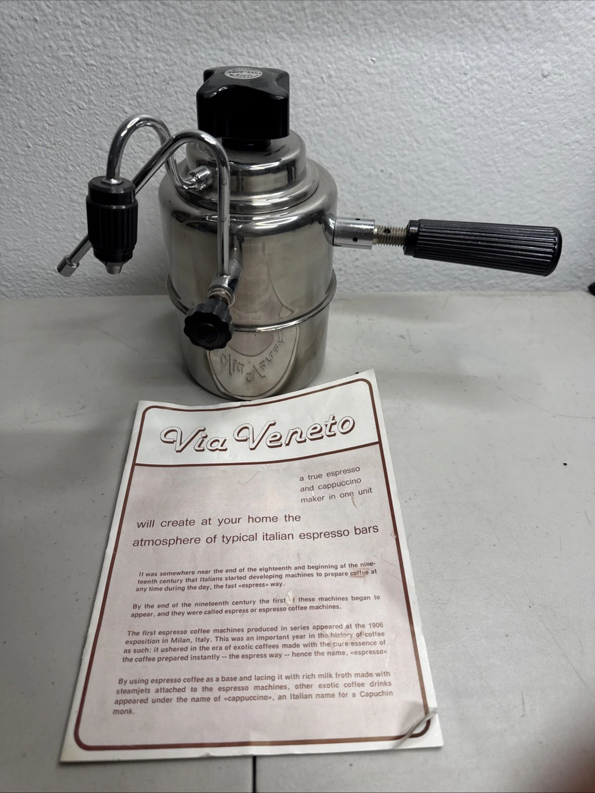 VINTAGE VIA VENETO STOVE TOP ESPRESSO & CAPPUCCINO MACHINE