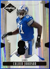 2008 Leaf Limited Threads Jersey Number Prime Relic #d /81 Calvin Johnson, Lions
