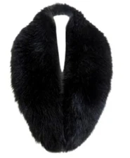 Long Men Women Faux Fur Collar Winter Warm Wrap Stole Black 100cm/39.4inch