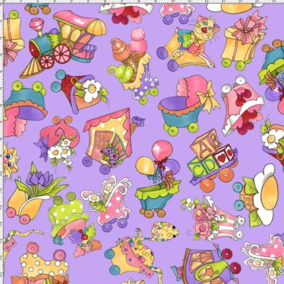 Precious Express Tossed Purple Loralie Cotton Quilting Fabric 1/2 YARD