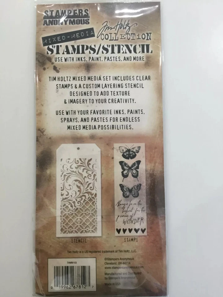 Juego de plantillas de estampillas acrílicas transparentes acuarela mariposa de Tim Holtz THMM103 NUEVO Foto 2 de 2