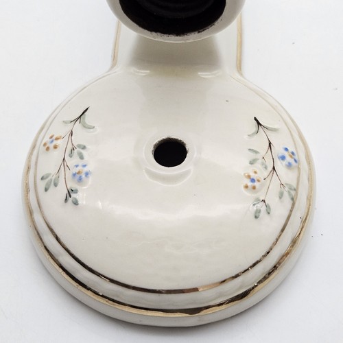 Vtg Porcelier Porcelain Floral & Gold Wall Sconce Light Fixture w/ Pull Chain - Picture 8 of 12