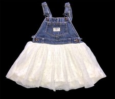 Oshkosh B gosh Baby Girl Flowy White Overall Skirt Size 24mo.