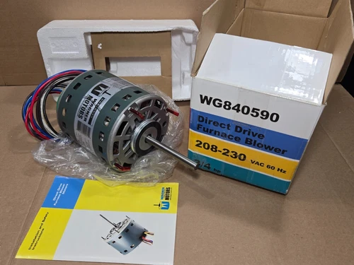 OEM WG840590 Direct Drive Furnace Blower Motor, 3/4 HP, 203-230V, 1075 RPM, 3 Sp