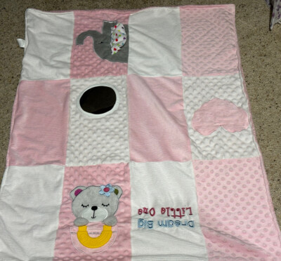 Forever Baby Patch Play Mirror Plush Minky Velour Sherpa Pink Activity  Blanket