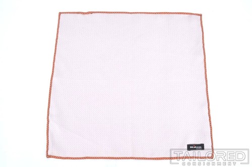 KITON Orange Geometric 100% Silk Mens Luxury Pocket Square Handkerchief - Picture 3 of 3