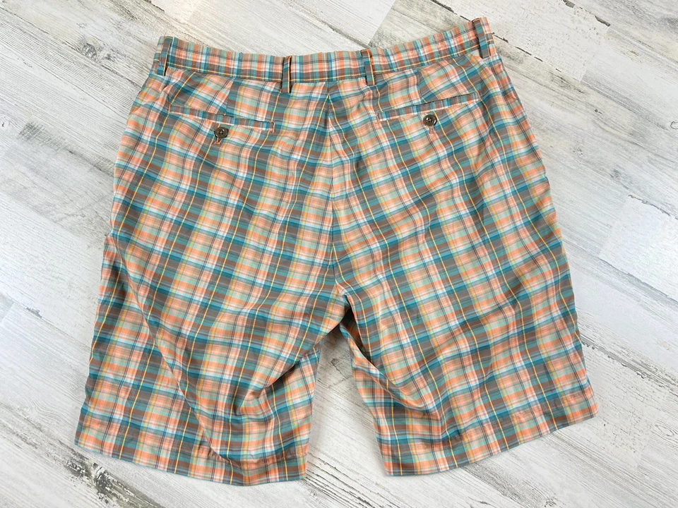 Pantalones cortos de golf Louis Raphael para hombre talla 36 a cuadros [A-1433] Foto 2 de 4