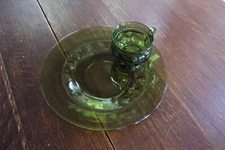 Vintage Indiana Glass Kings Crown Snack Plate with Matching Cups