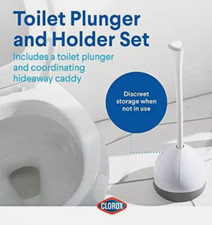 new Toilet Plunger and Hideaway Caddy Bathroom Combo White/Grey