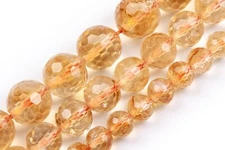 Natural Yellow Citrine Beads Grade AAA Micro Faceted Round Loose Beads 6/8/10MM