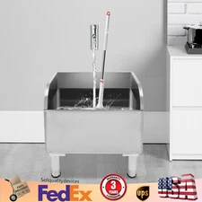 Commercial Stainless Steel Floor Mop Sink - 24" x 16" x 22", 12" Deep Basin