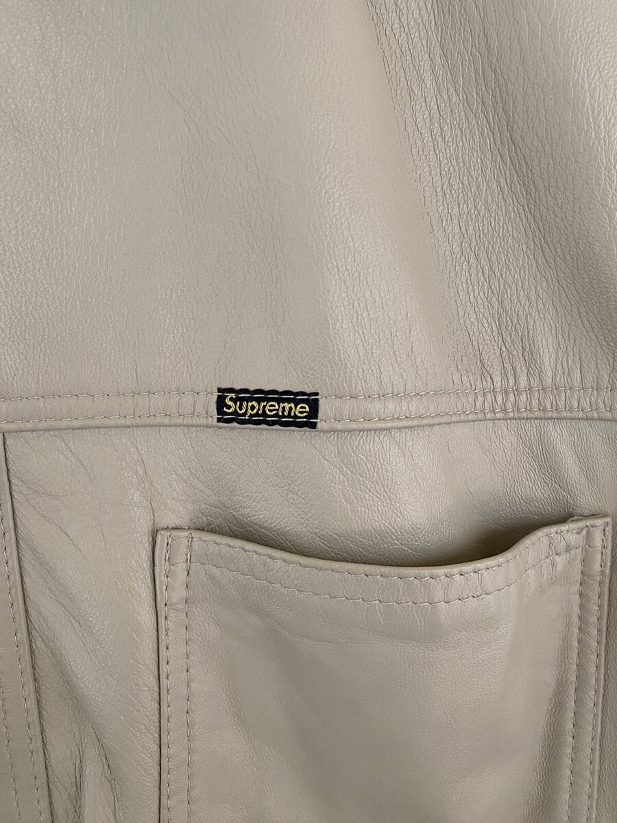 Supreme X Schott NY Leather Work Jacket SS22 Beige XL Authentic Chore Lamb  Skin