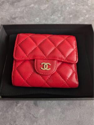 Chanel Tri-Fold Wallet Rare Color Red | eBay