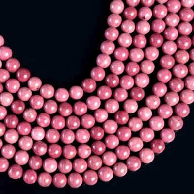Natural Rhodonite AB Gemstone Round Smooth Beads String Ready For Jewelry 15.5''
