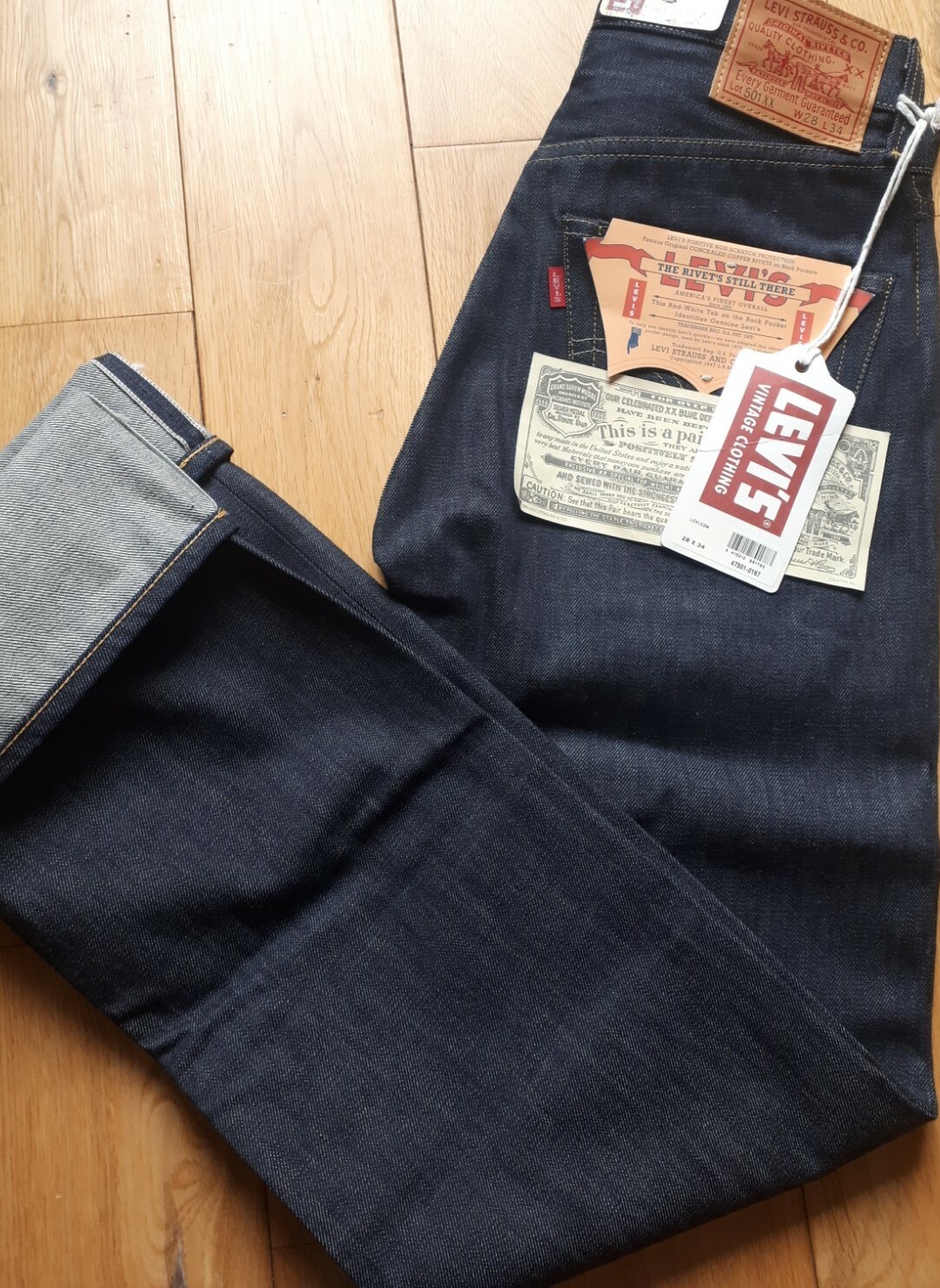 Vintage Levi's Clothing xx W28 L34 Selvedge 1947 Raw Denim Jeans USA | eBay