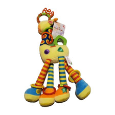 Plush Giraffe Baby Toddler Activity Multicolor Polka Dots Shapes W/ Car Clip