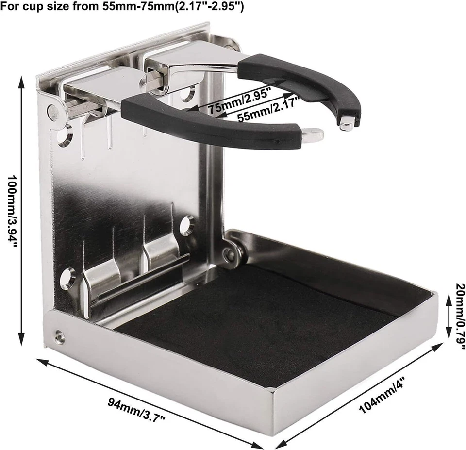 2 Pack Stainless Steel Folding Drink Holder Cup Holder Marine Boat Car 4" X 3.7" — 第 2/4 张图片