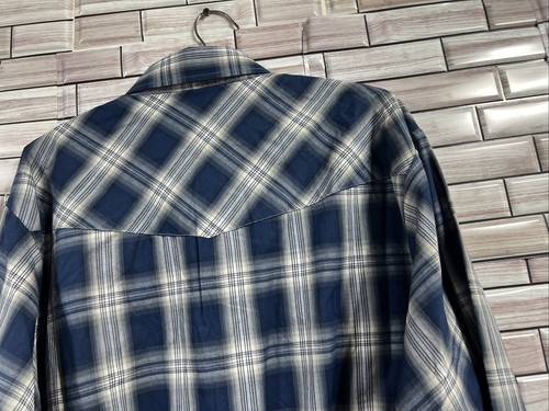 Ely Cattleman Mens XL blue plaid Long Sleeve Pearl Snap Western Cowboy NWT - Picture 12 of 13