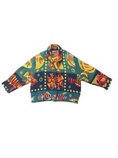 Vtg Painted Pony Womens Large Ocean Water Fish Jacket Made in USA All Cotton-EUC