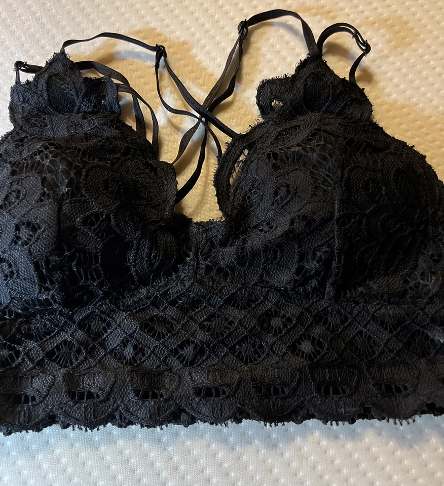 Anemone Bralette Lace Black Strappy Back Size M #1394 - Image 2 of 4