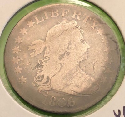Rare 1806 6 Over 5 Draped Bust Quarter Vg Details With Graffiti