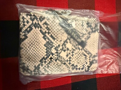 Sienna Mae Lennon Vegan Leather Card Wallet Beige & Black Snake Print, Brand New